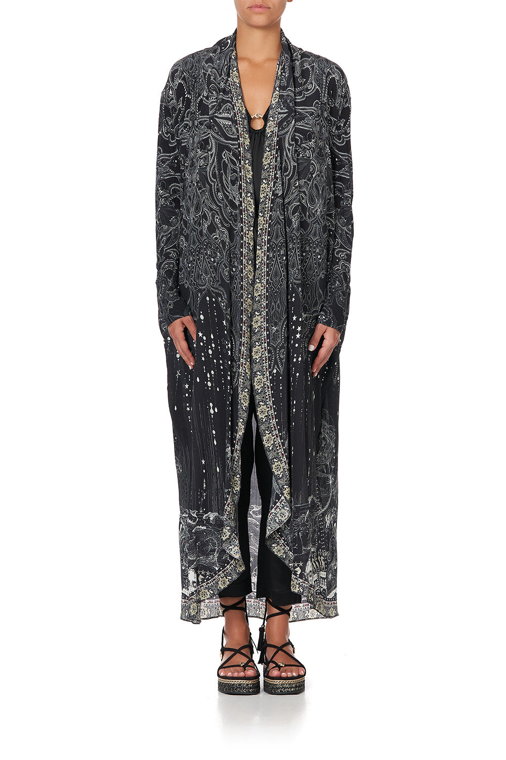 LONG CASUAL JACKET WITH POCKETS MIDNIGHT PEARL