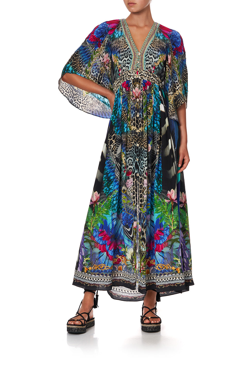 LONG DRESS WITH SMOCKED WAIST CAFE NAIROBI