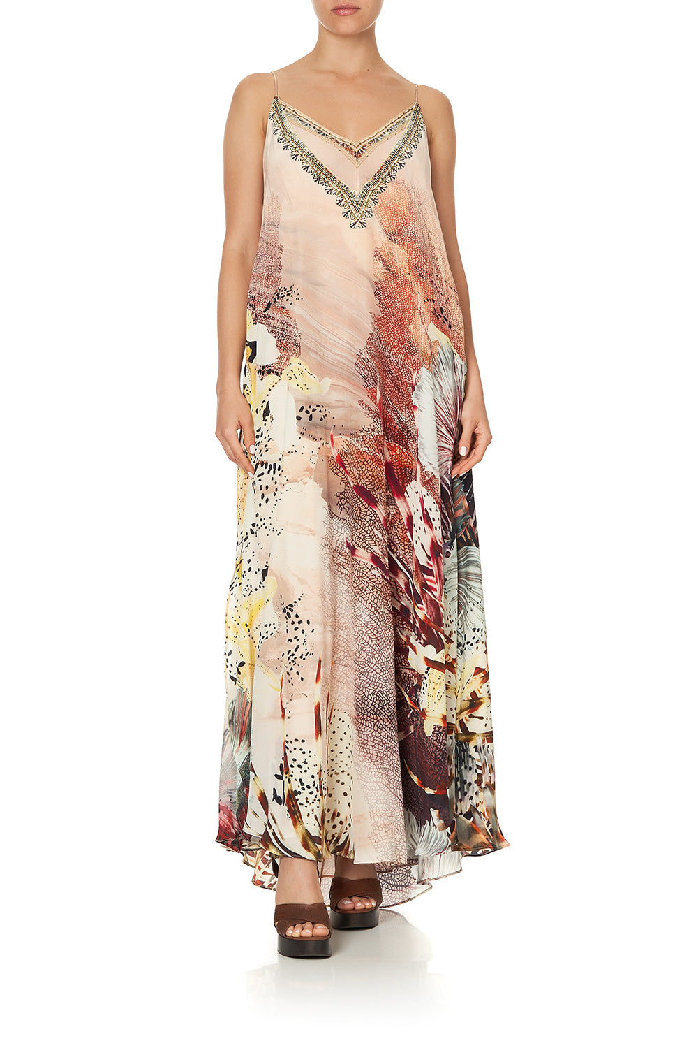LONG DRESS WITH SHEER UNDERLAY COASTAL TREASURE