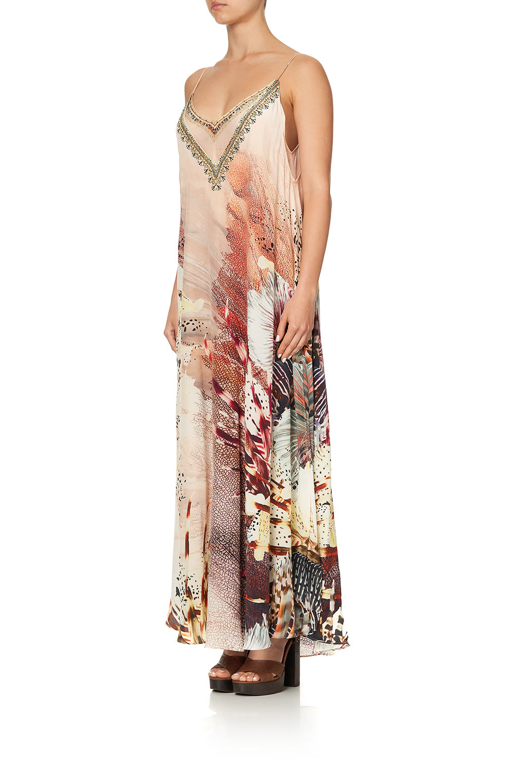 LONG DRESS WITH SHEER UNDERLAY COASTAL TREASURE