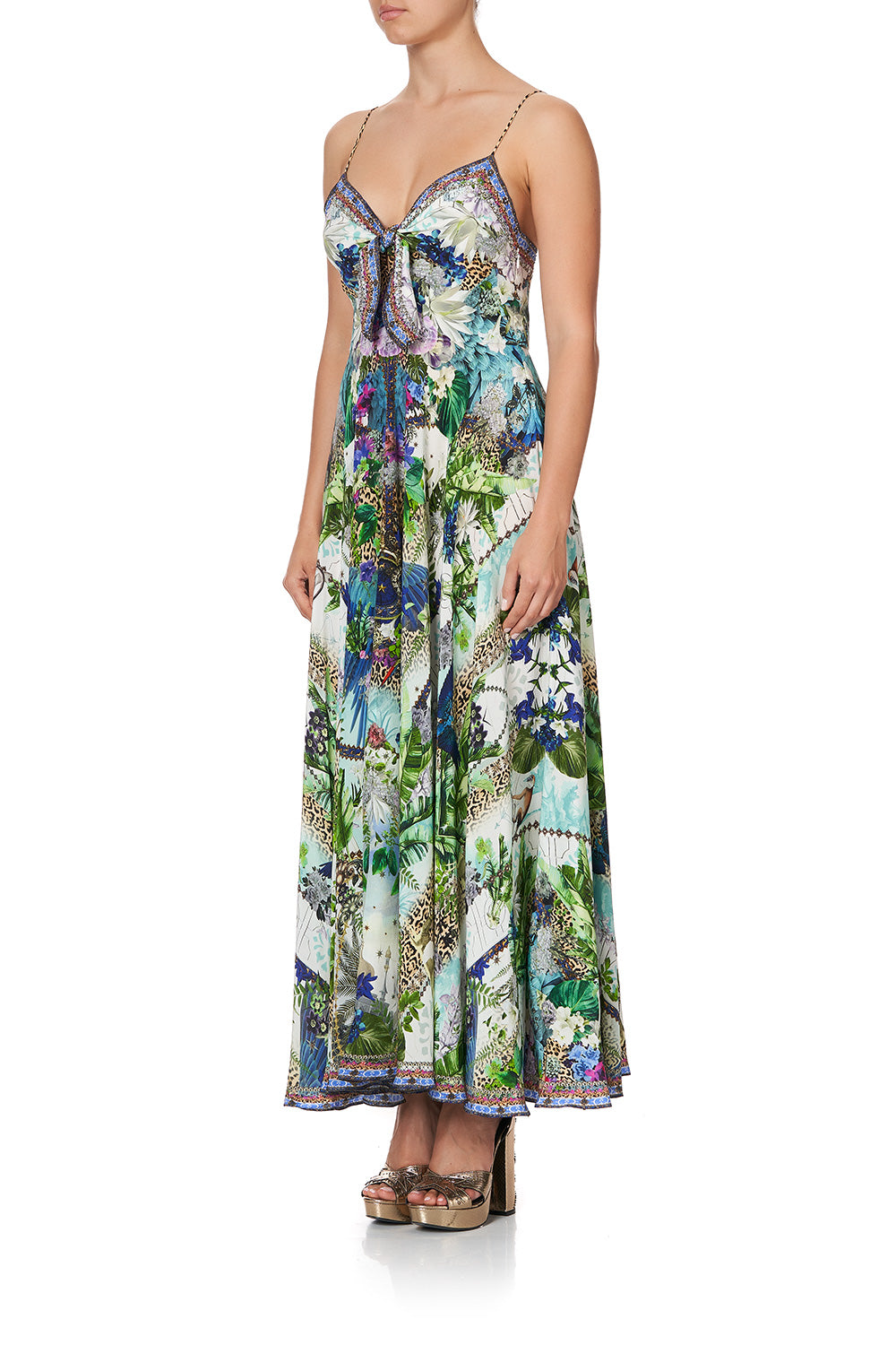 LONG DRESS WITH TIE FRONT MOON GARDEN