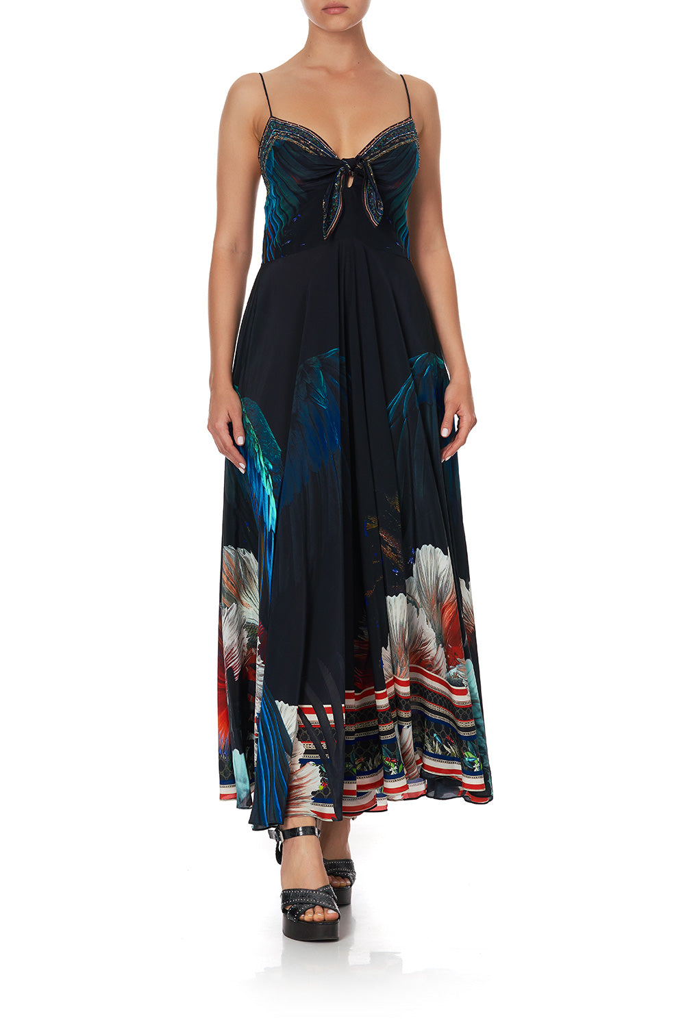 LONG DRESS WITH TIE FRONT NIGHT FLIGHT