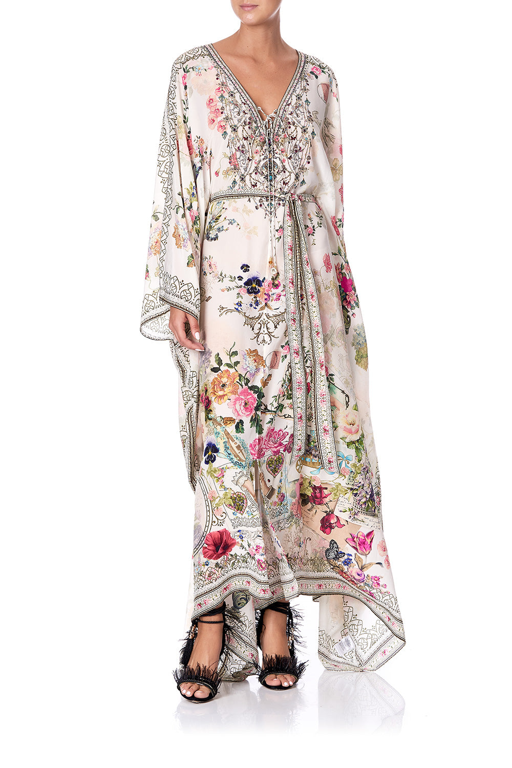 SPLIT HEM LACE UP KAFTAN JARDIN POSTCARDS