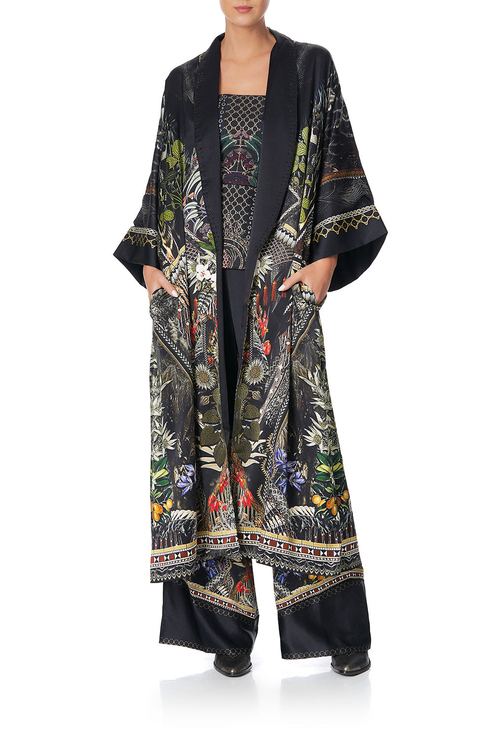 LONG ROBE WITH NARROW COLLAR BOTANICAL CHRONICLES