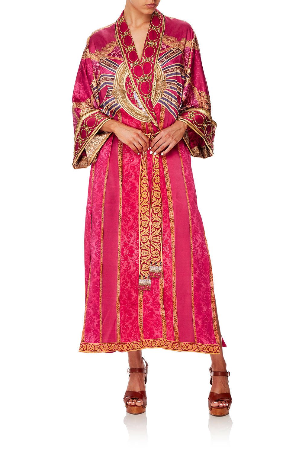 CAMILLA LONG ROBE WITH NARROW COLLAR LOUNGE HOUR