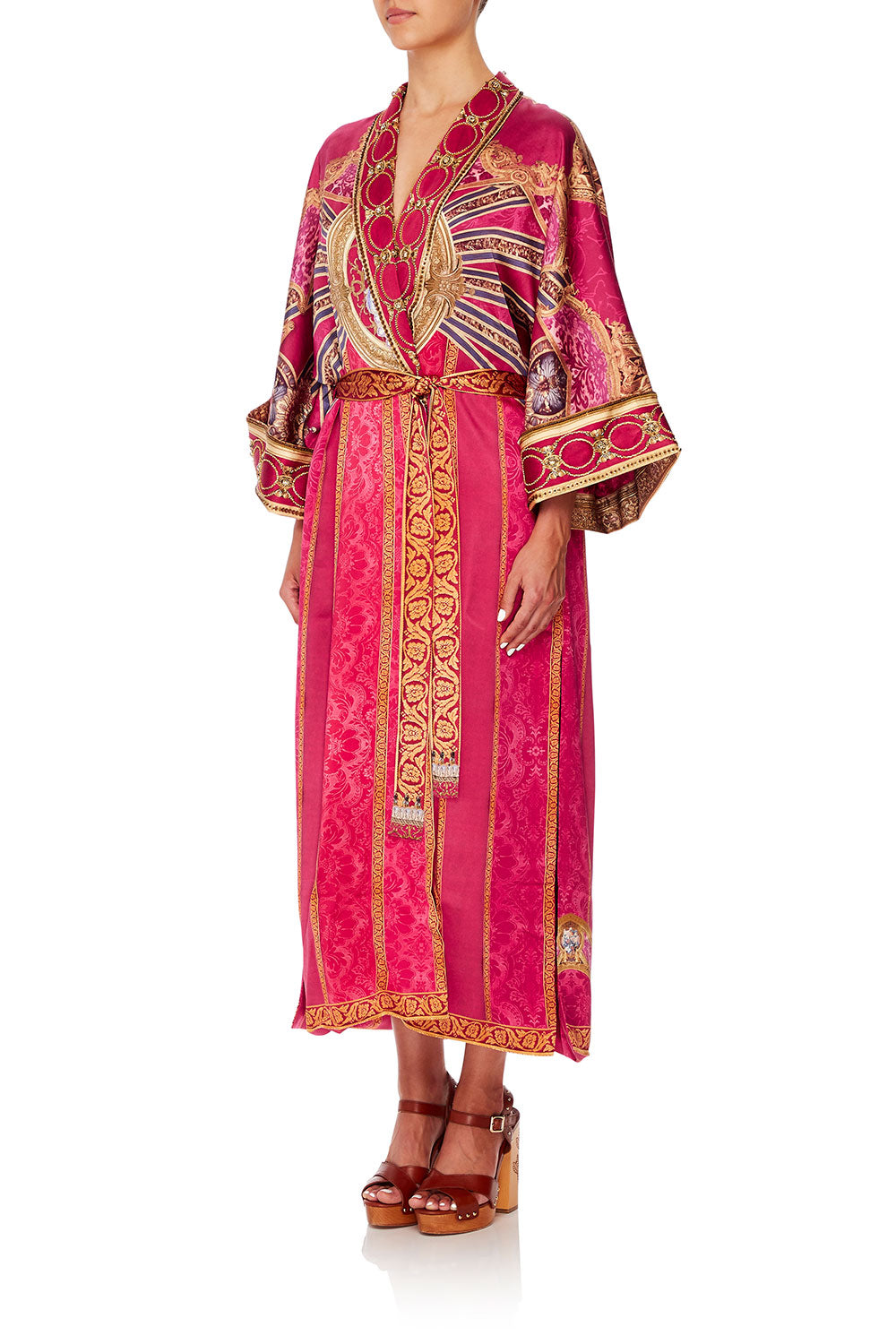 CAMILLA LONG ROBE WITH NARROW COLLAR LOUNGE HOUR