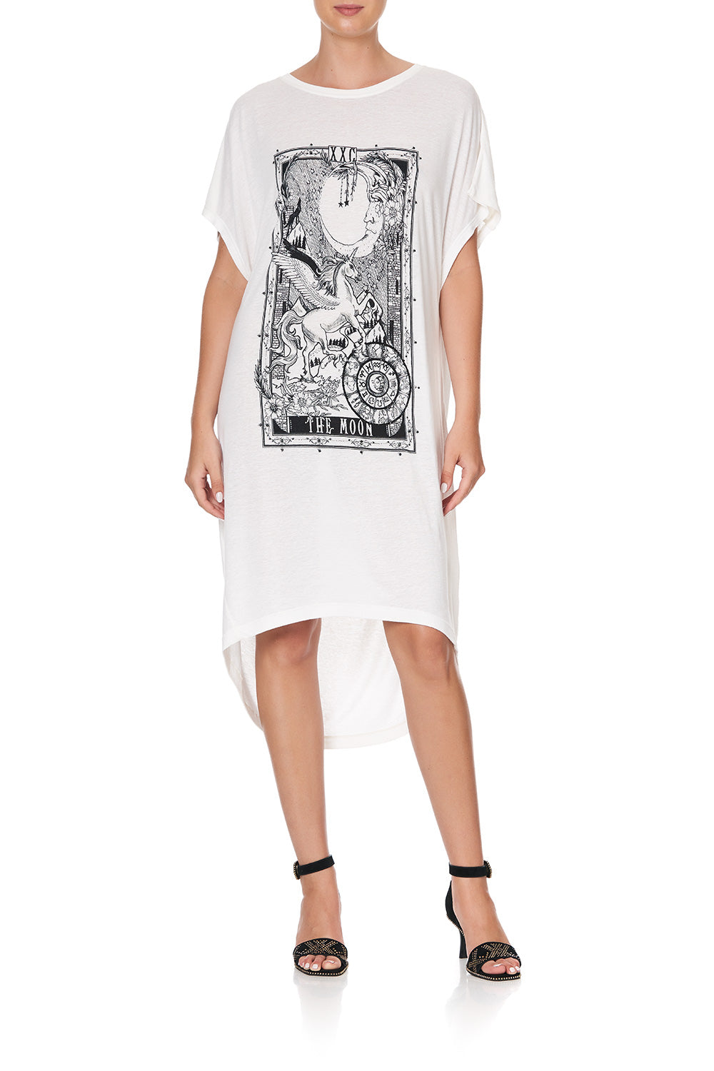 LONG SCOOP BACK HEM T-SHIRT SILVER LININGS