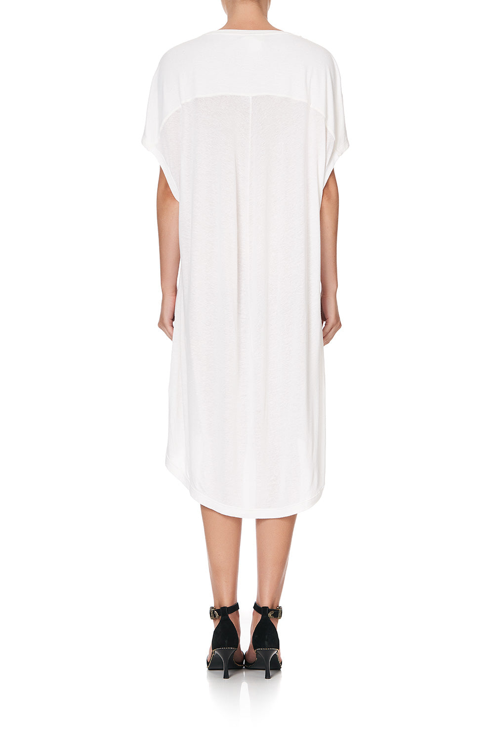 LONG SCOOP BACK HEM T-SHIRT SILVER LININGS