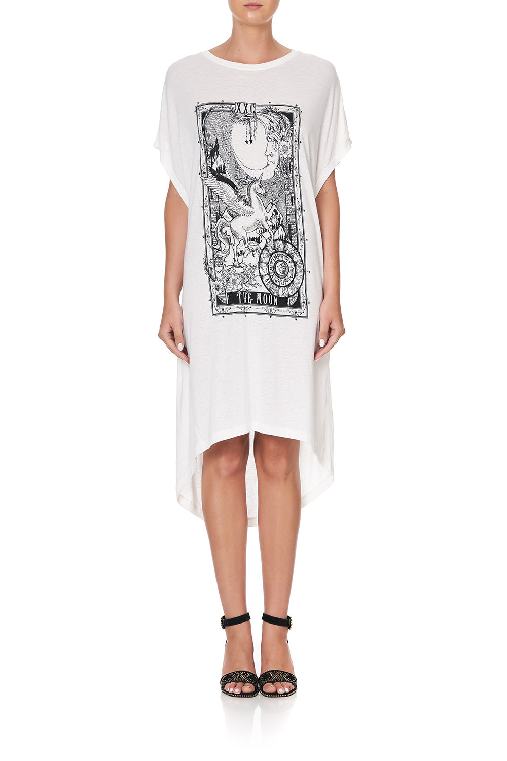 LONG SCOOP BACK HEM T-SHIRT SILVER LININGS