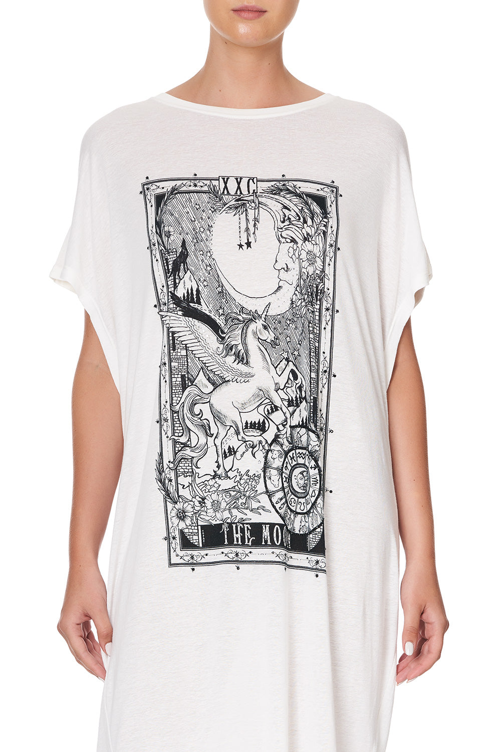 LONG SCOOP BACK HEM T-SHIRT SILVER LININGS