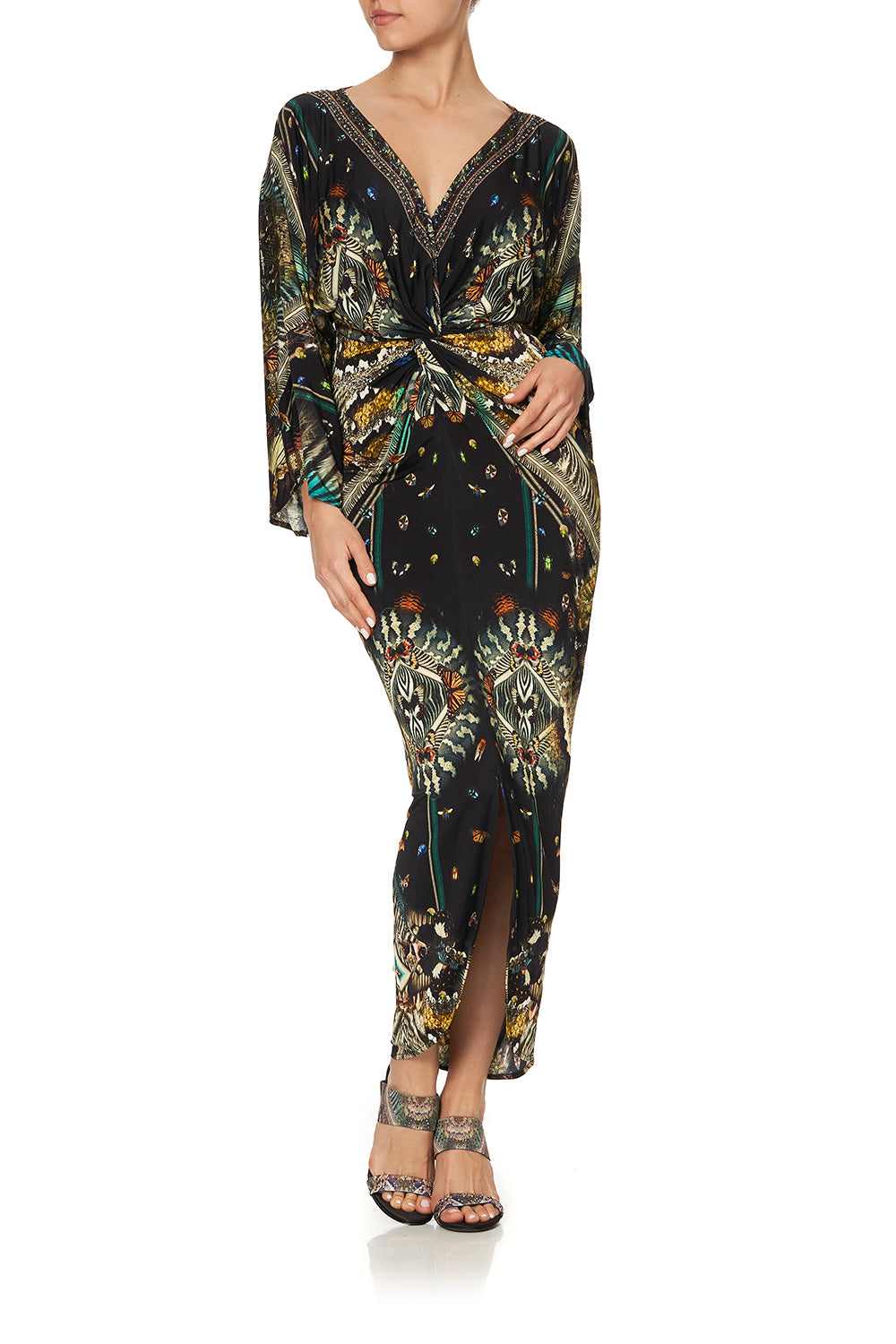 LONG SPLIT FRONT TWIST DRESS MATERNAL INSTINCT