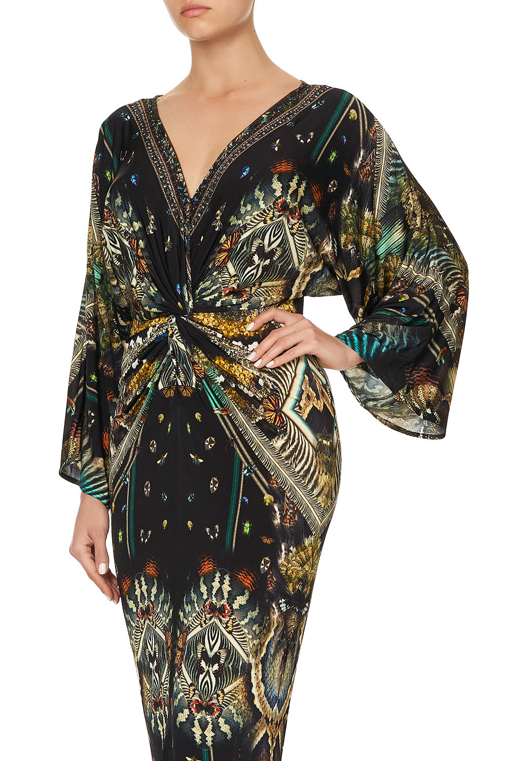 LONG SPLIT FRONT TWIST DRESS MATERNAL INSTINCT