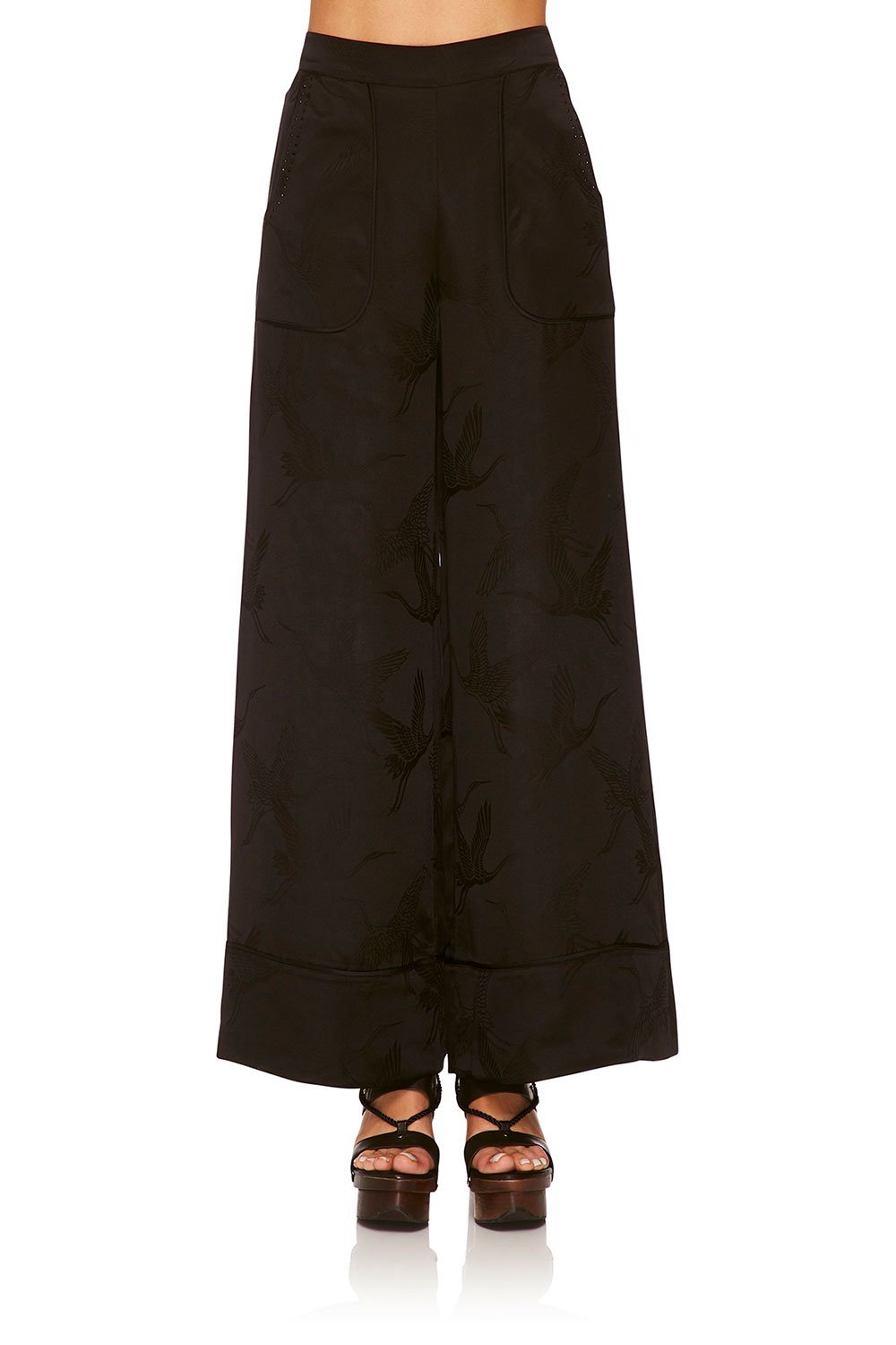 CAMILLA SOLID BLACK LOUNGE TROUSER W CUFFS