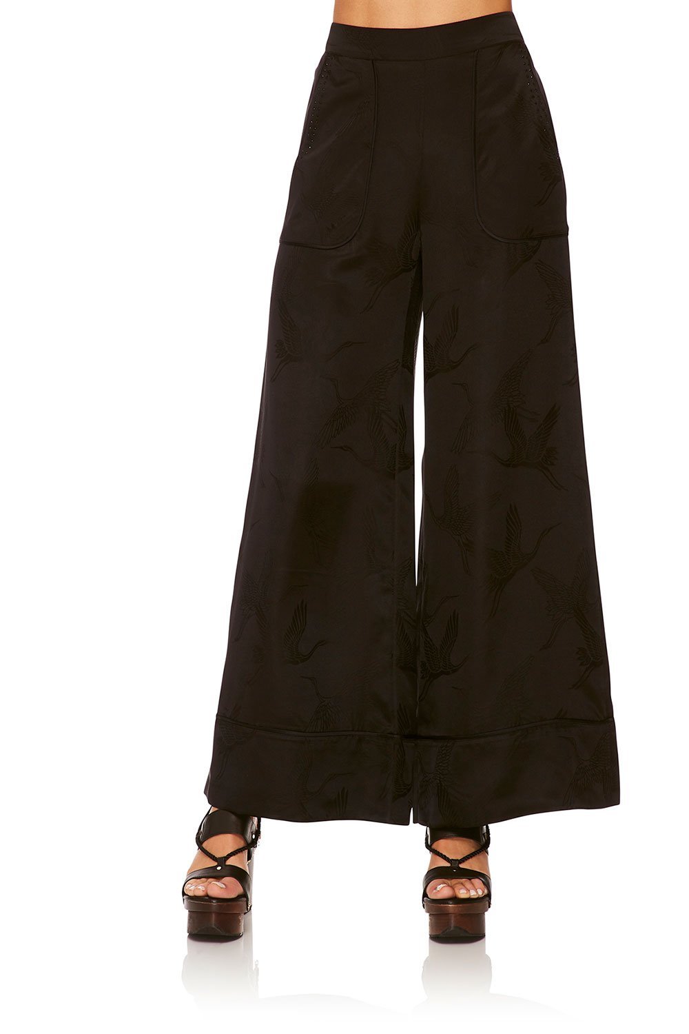 CAMILLA SOLID BLACK LOUNGE TROUSER W CUFFS