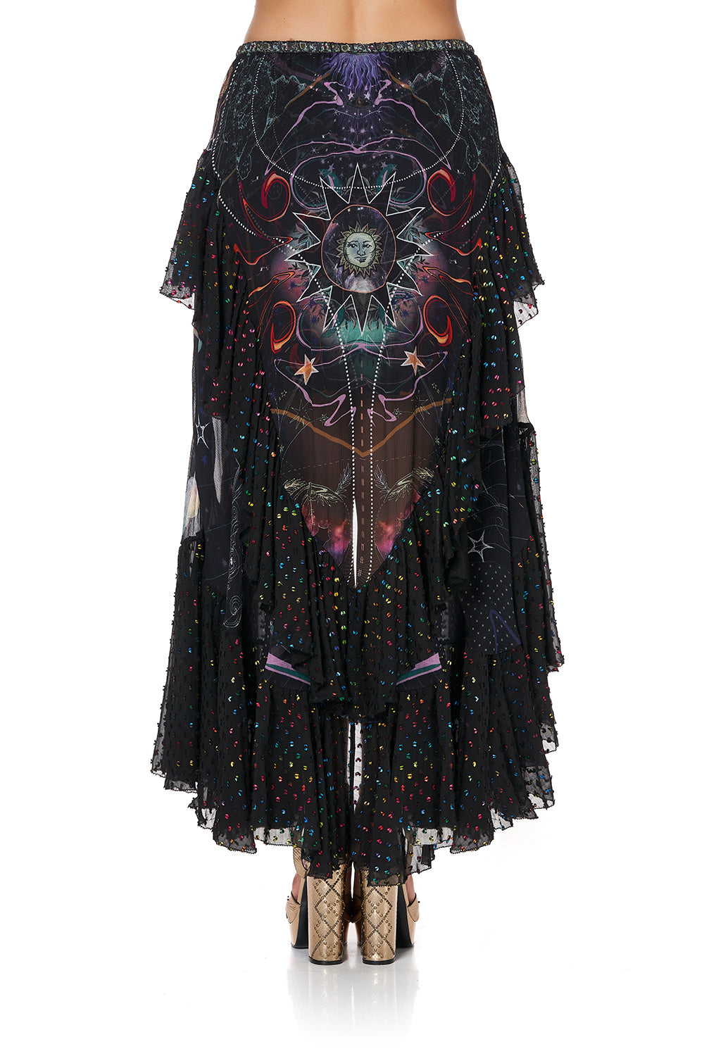 MAXI SKIRT WITH DOUBLE FRILL MIDNIGHT MOON HOUSE