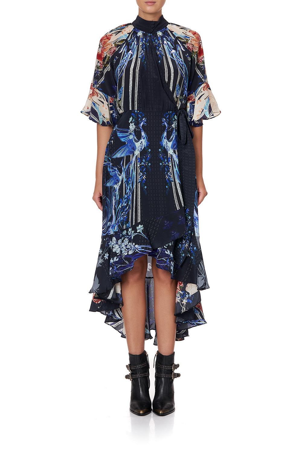 MIDI WRAP DRESS WITH RAGLAN SLEEVE MARE MYSTIQUE