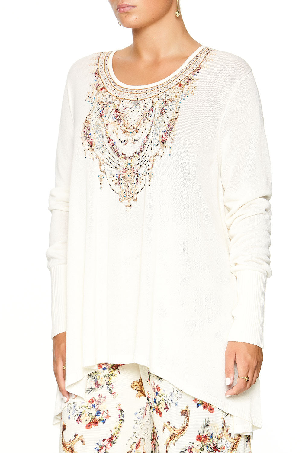CAMILLA NECKLINE PRINT JUMPER IVORY