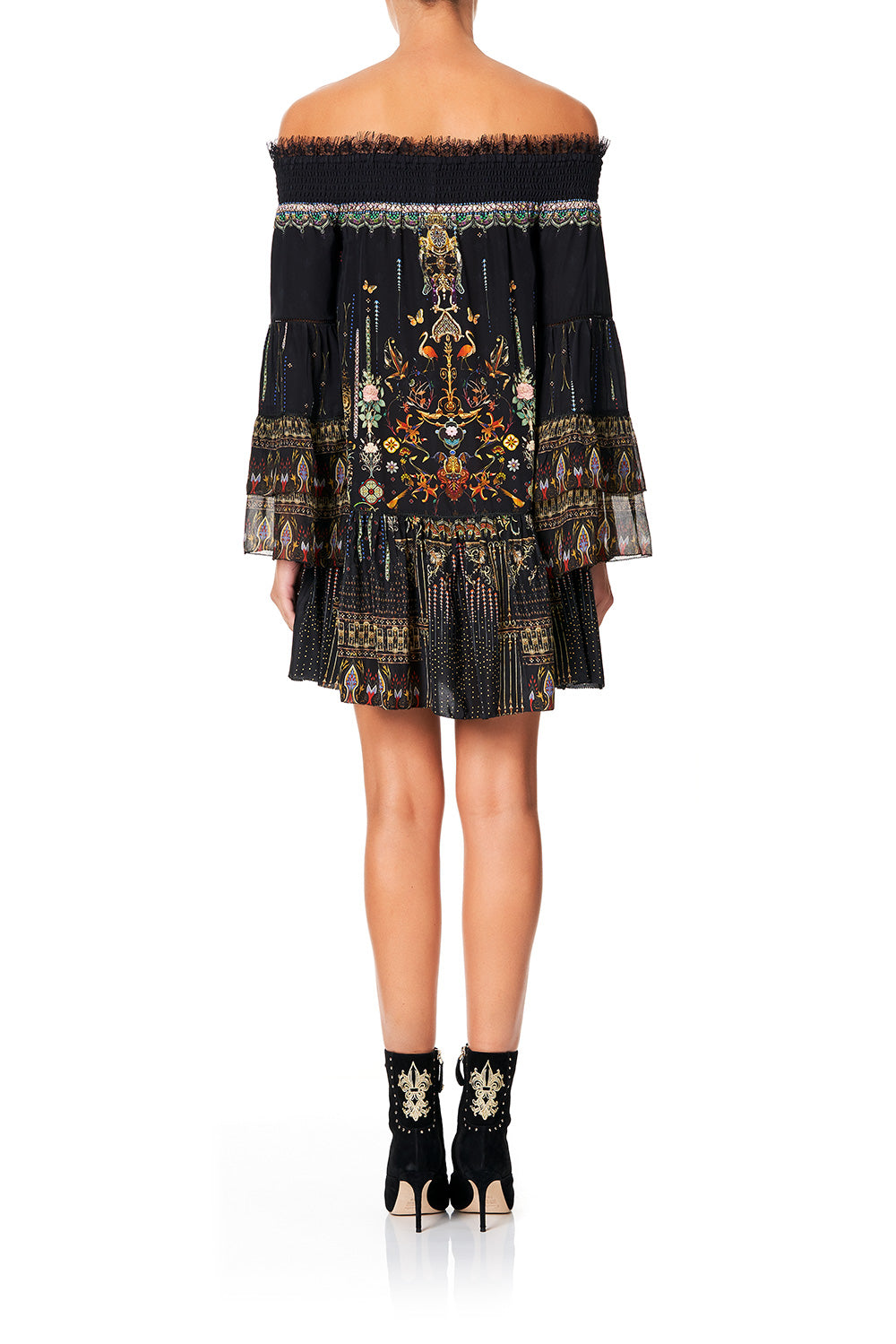 CAMILLA OFF SHOULDER DRESS WITH SMOCKING REBELLE REBELLE