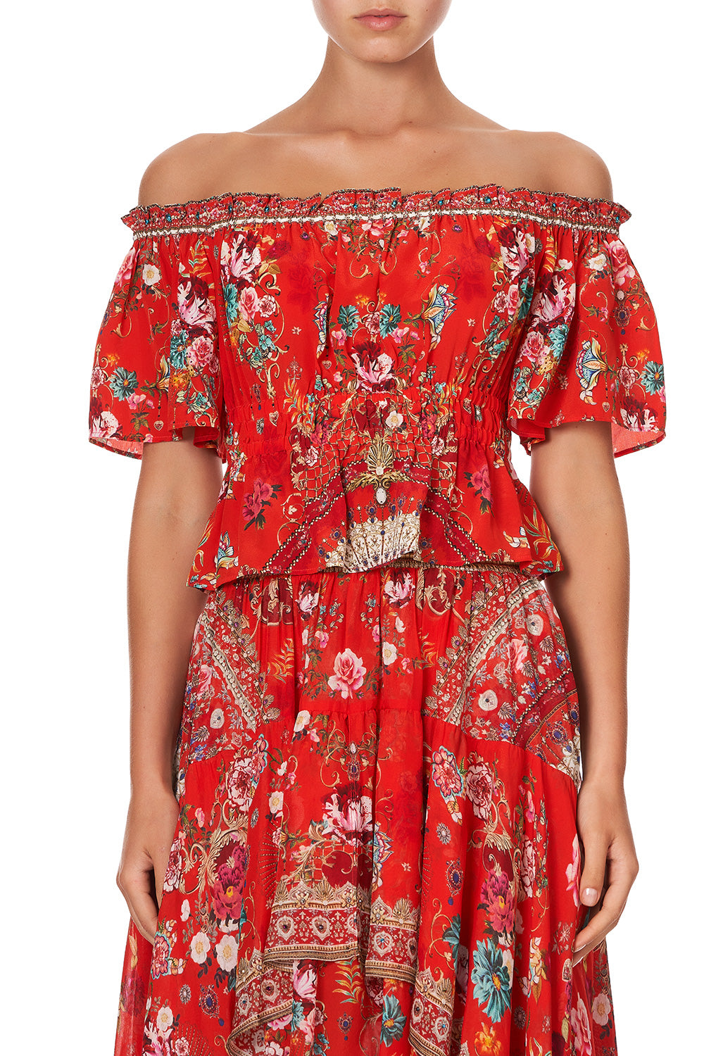 OFF SHOULDER GATHERED TOP CAMEOS CAN CAN