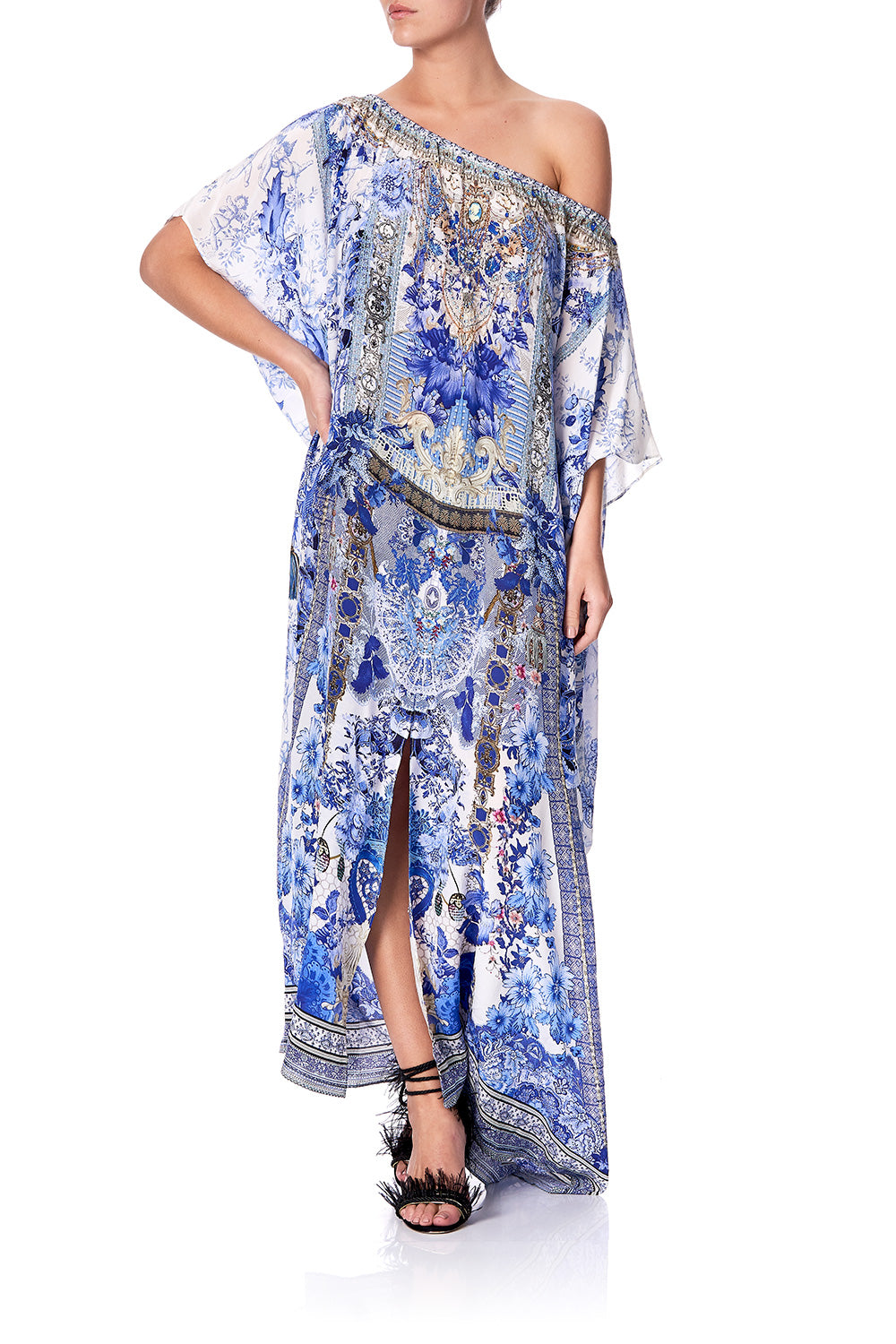 OFF SHOULDER KAFTAN WITH SPLIT PAINTED PROVINCIAL