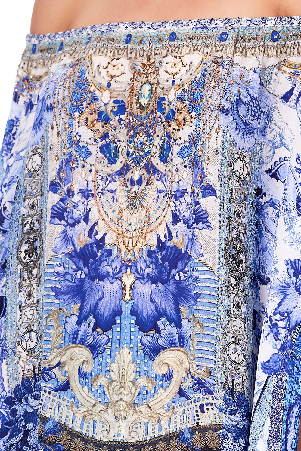 OFF SHOULDER KAFTAN WITH SPLIT PAINTED PROVINCIAL