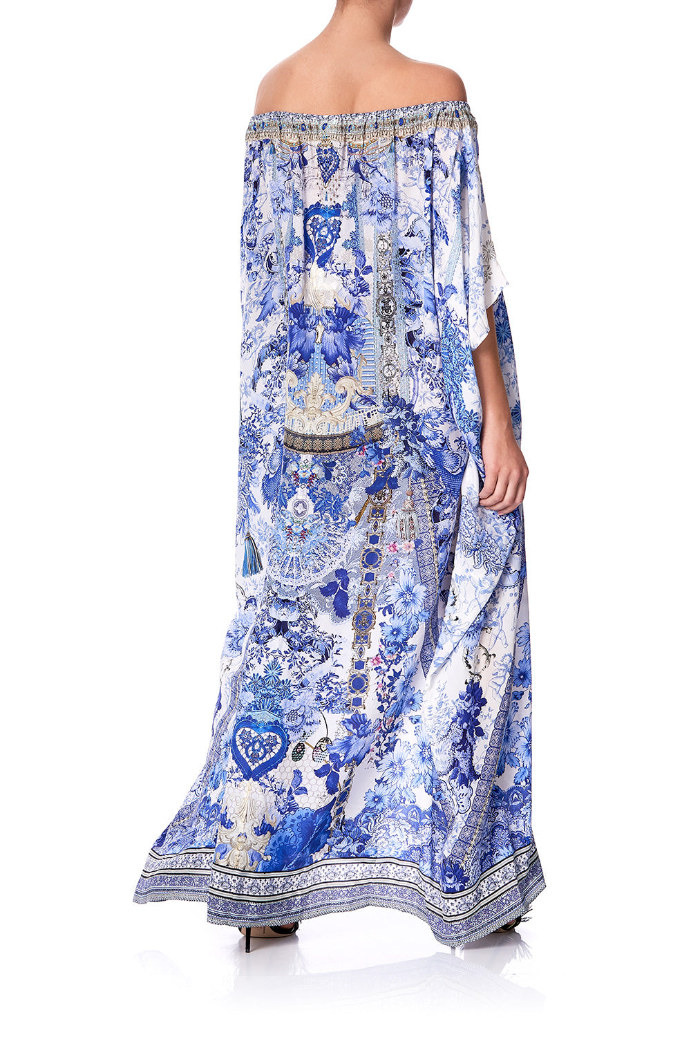 OFF SHOULDER KAFTAN WITH SPLIT PAINTED PROVINCIAL