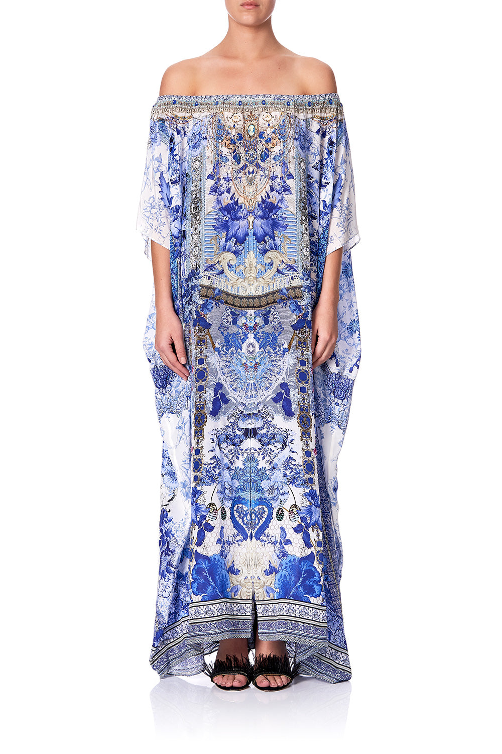 OFF SHOULDER KAFTAN WITH SPLIT PAINTED PROVINCIAL