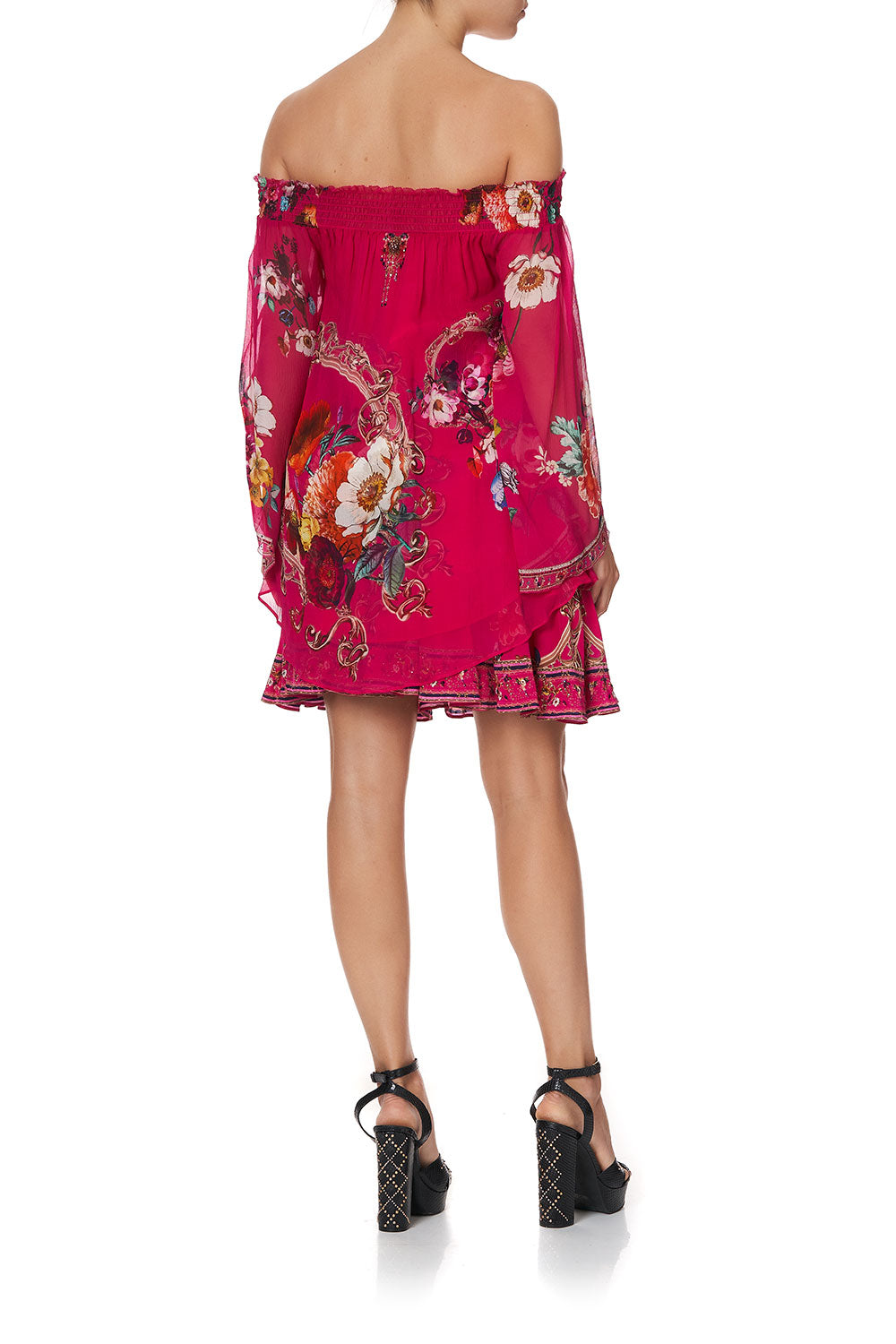 OFF SHOULDER SHIRRED BLOUSE APPLE EYED