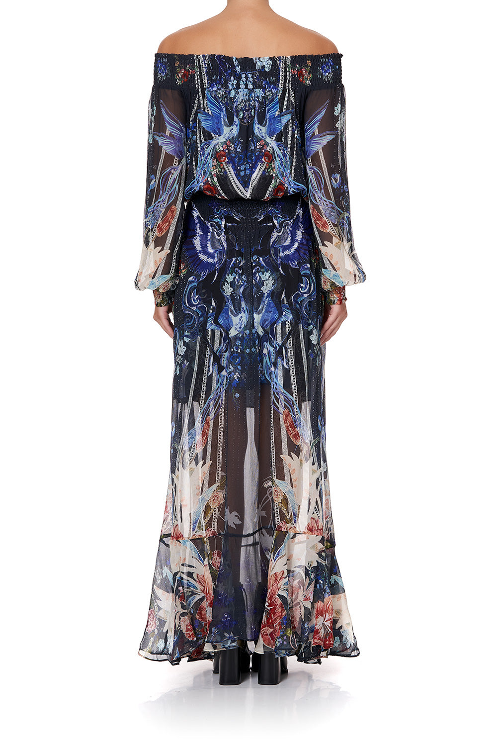 OFF SHOULDER SHIRRED DRESS MARE MYSTIQUE