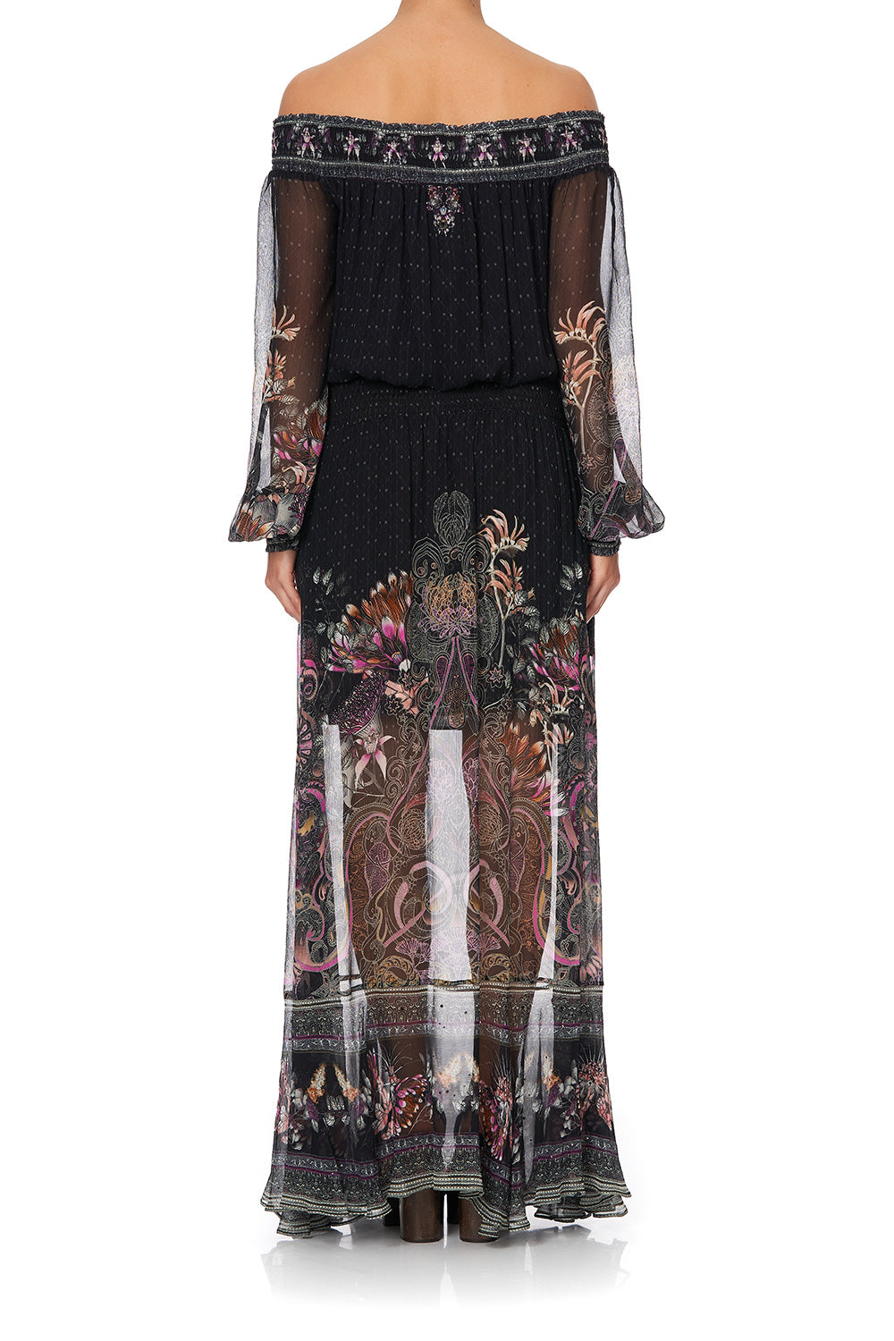 OFF SHOULDER SHIRRED DRESS RESTLESS NIGHTS