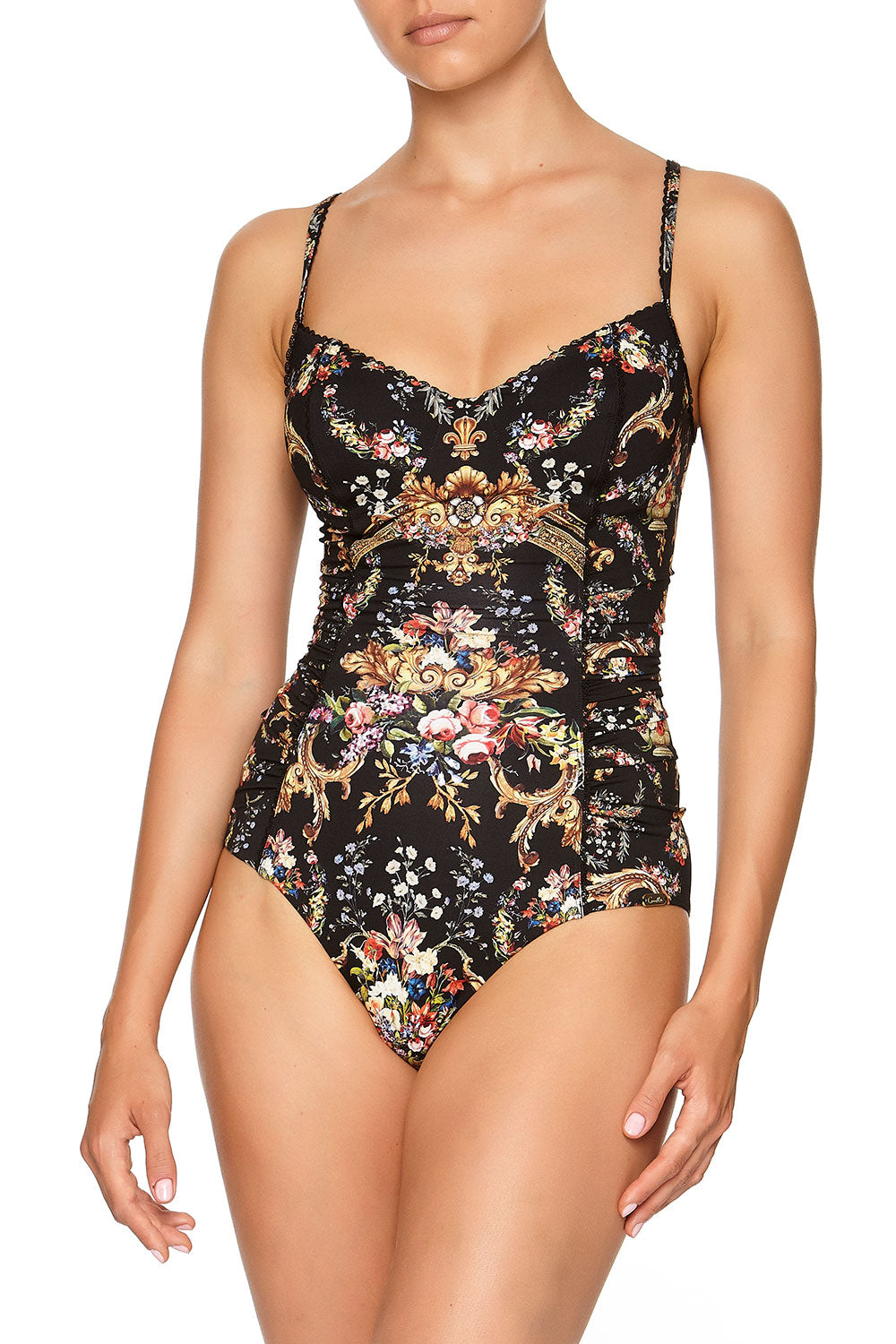LACE TRIM PANELLED ONE PIECE FRIEND IN FLORA