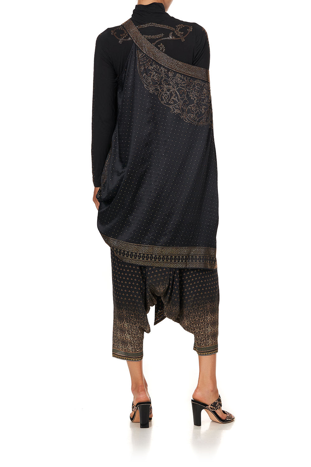 ONE SHOULDER SHORT KAFTAN LUXE BLACK