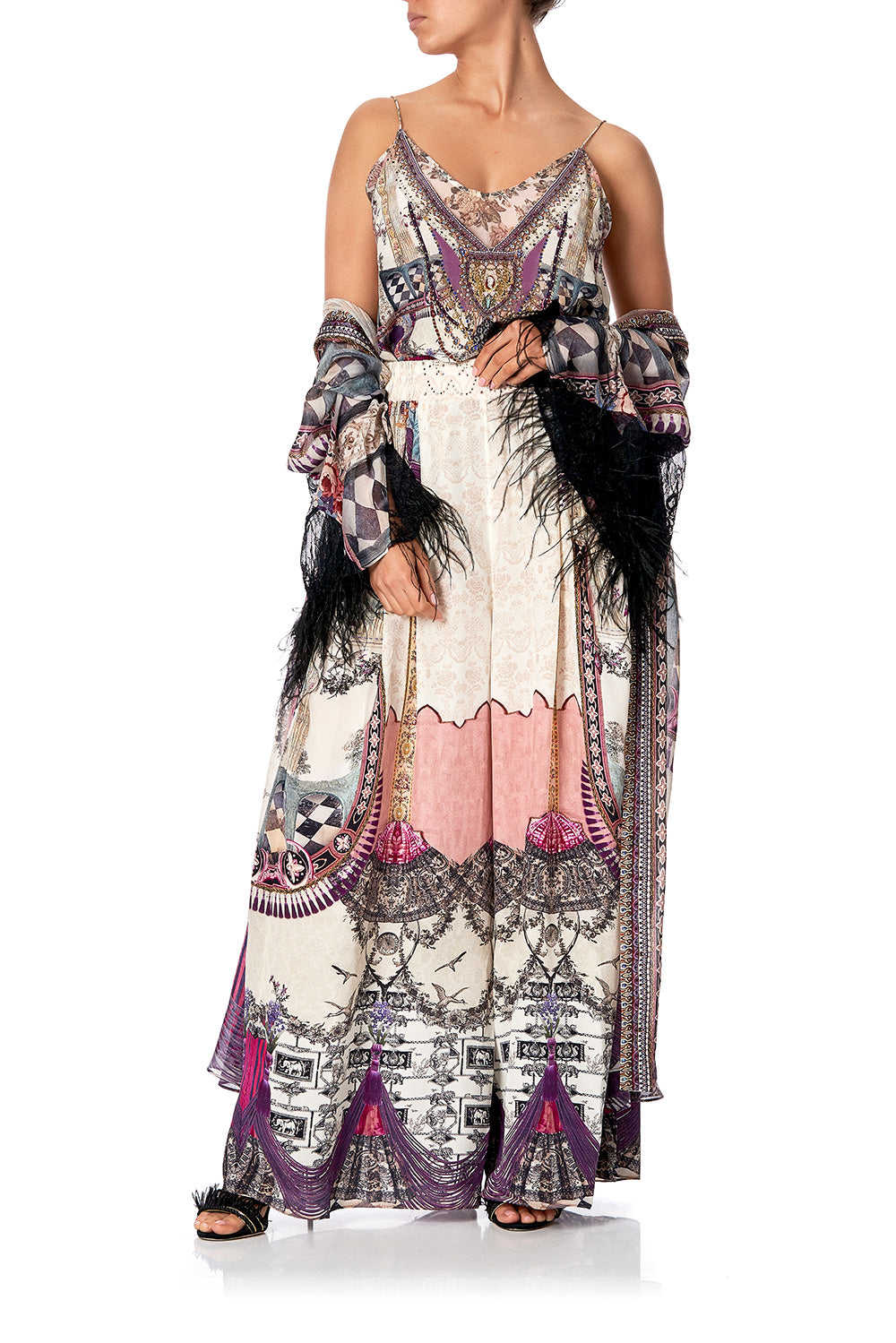 LAYERING ROBE WITH LACE INSERT VIOLET CITY