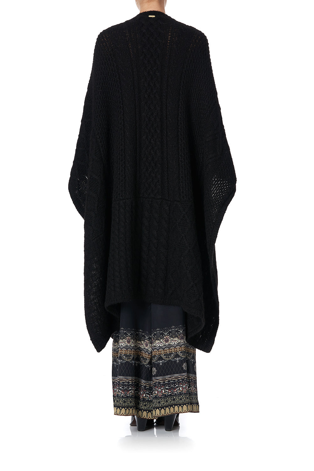 PATCHWORK KNIT THROW OVER SOLID BLACK