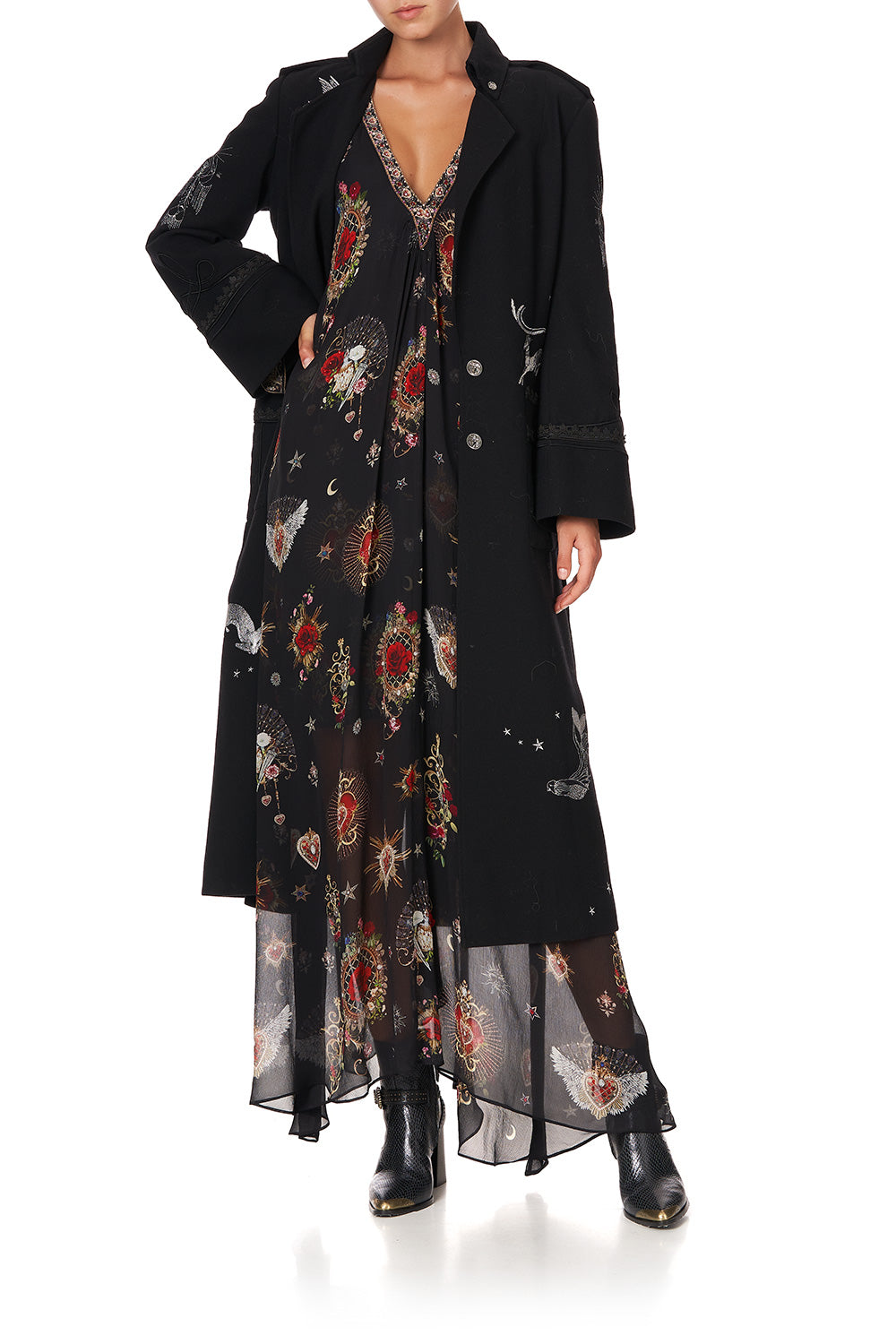 PLEAT SLEEVE LONG DRESS MONTAGUES CAPULET