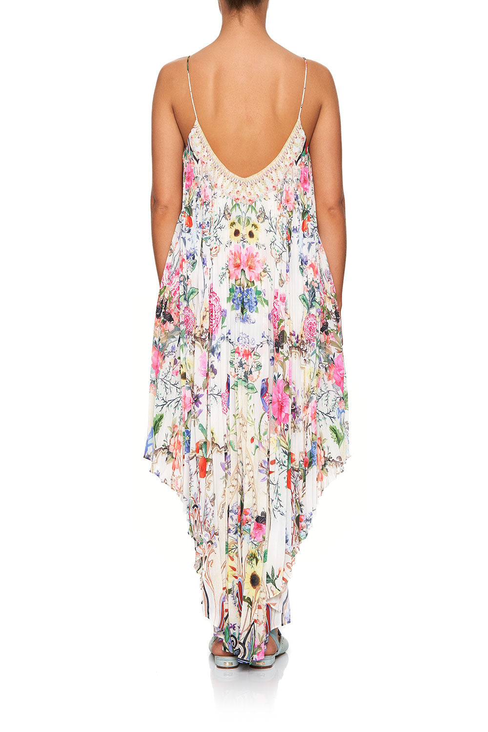 PLEATED BUTTON FRONT SLIP DRESS BOHEME