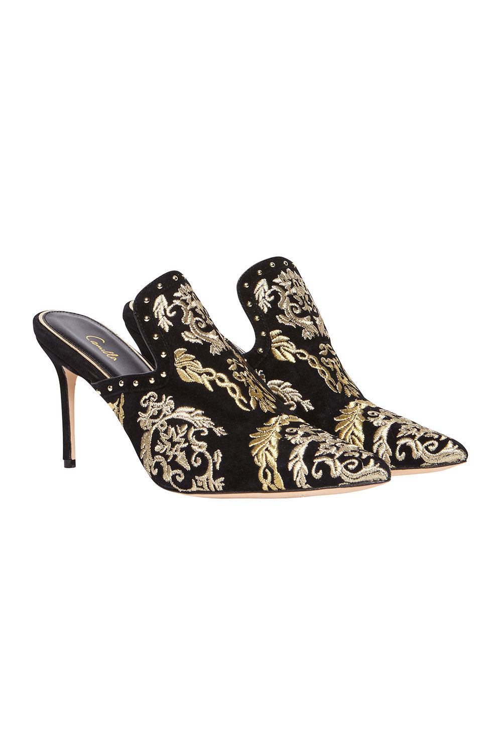 CAMILLA POINT HEEL MULE BLACK CONTEMPOARY