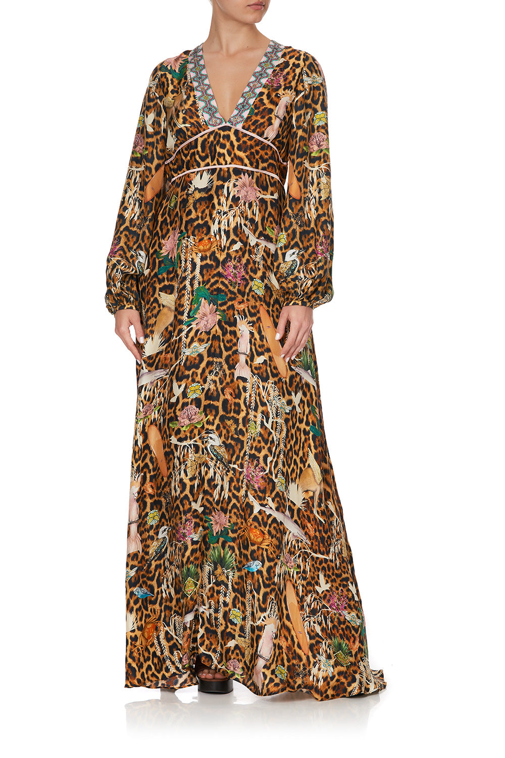 PRINTED LANTERN SLEEVE DRESS FAUNA ELECTRO