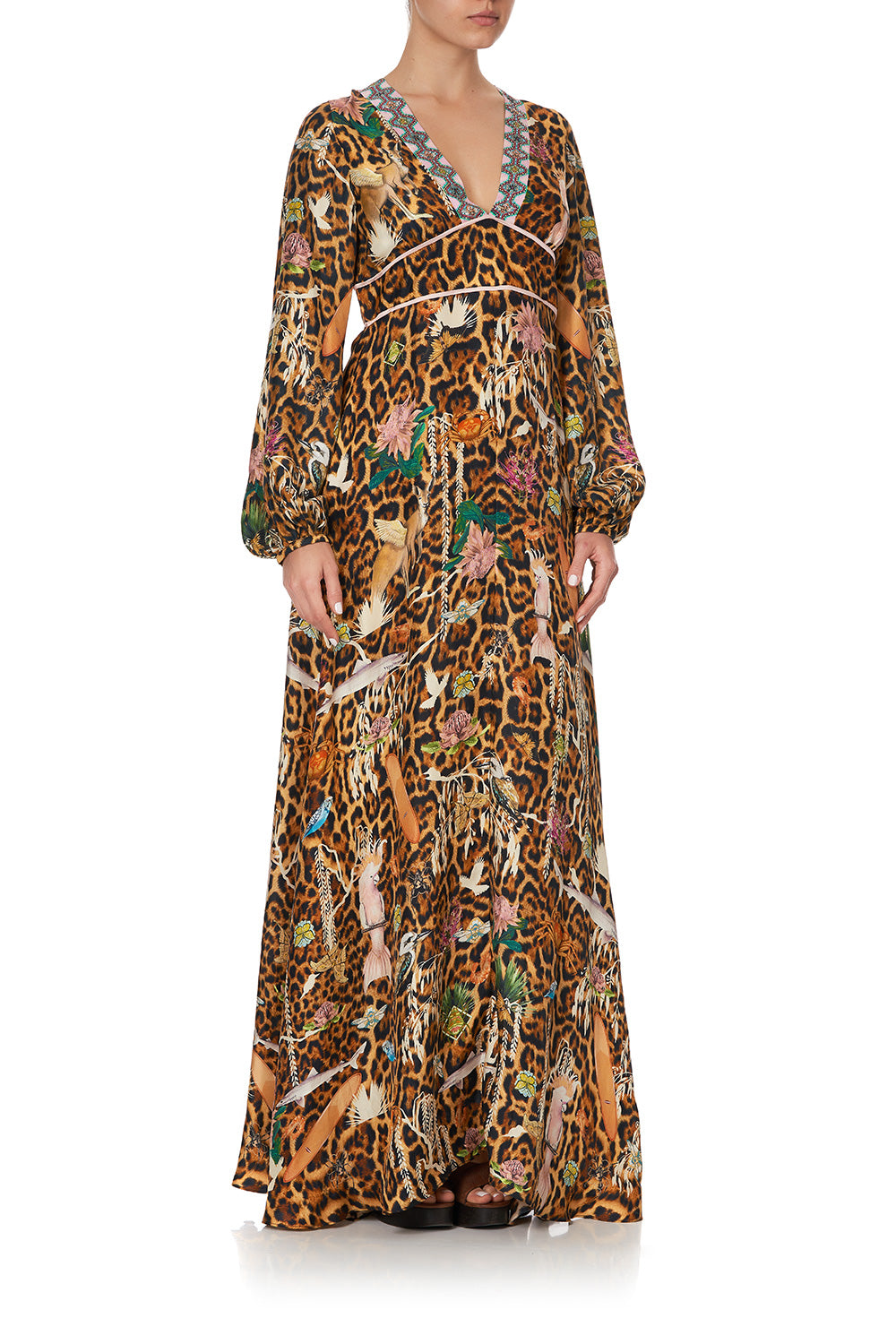 PRINTED LANTERN SLEEVE DRESS FAUNA ELECTRO