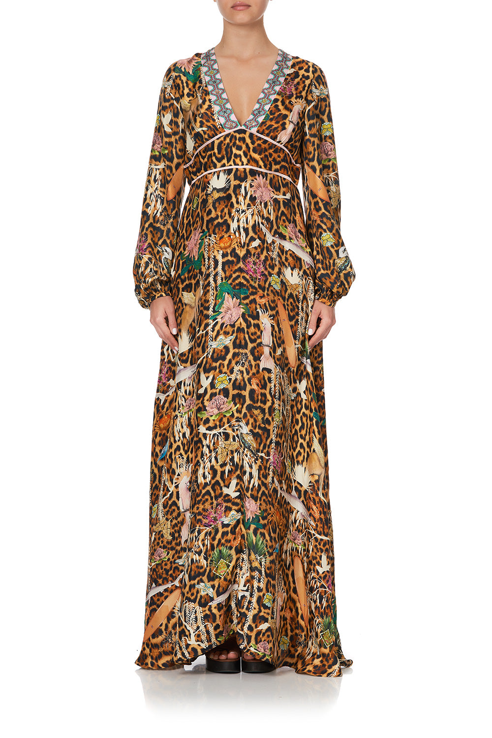 PRINTED LANTERN SLEEVE DRESS FAUNA ELECTRO