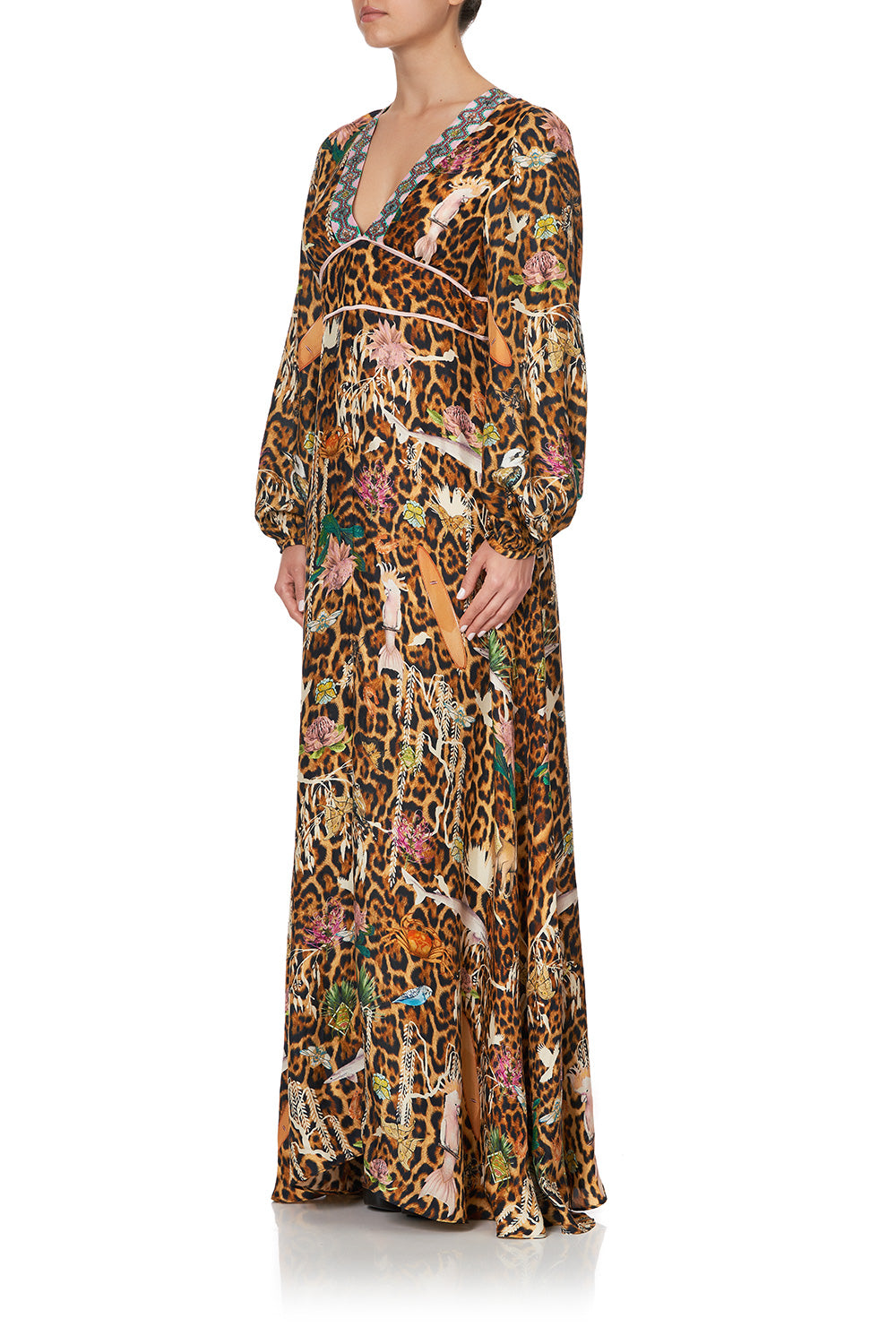 PRINTED LANTERN SLEEVE DRESS FAUNA ELECTRO