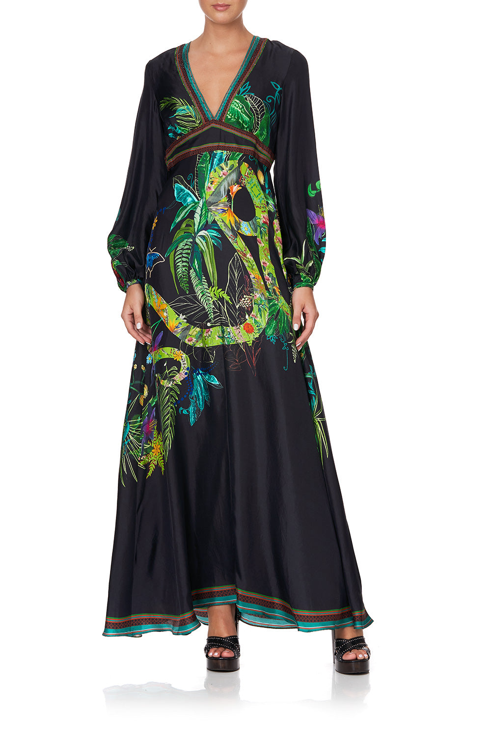 PRINTED LANTERN SLEEVE DRESS RIVER CRUISE