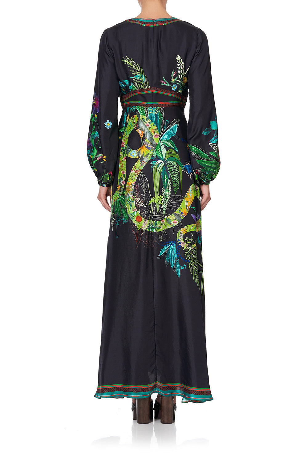 PRINTED LANTERN SLEEVE DRESS RIVER CRUISE