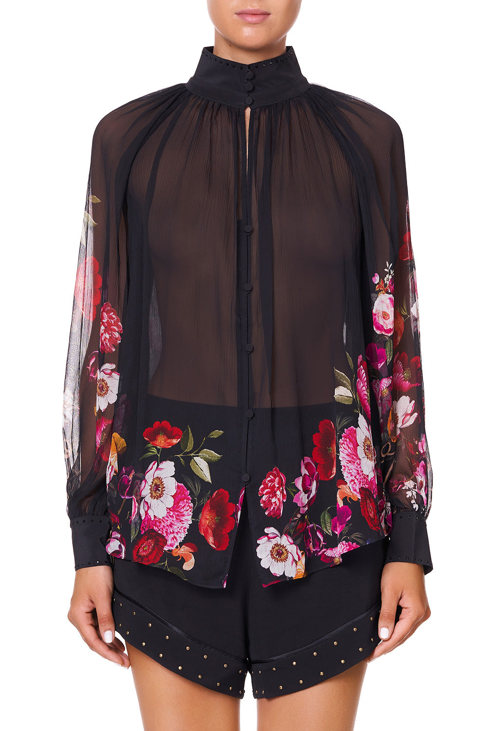 RAGLAN BUTTON UP SHIRT MIRROR MIRROR