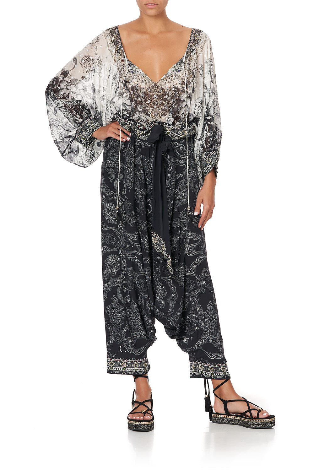 RAGLAN SLEEVE BLOUSE WITH CUFF MIDNIGHT PEARL