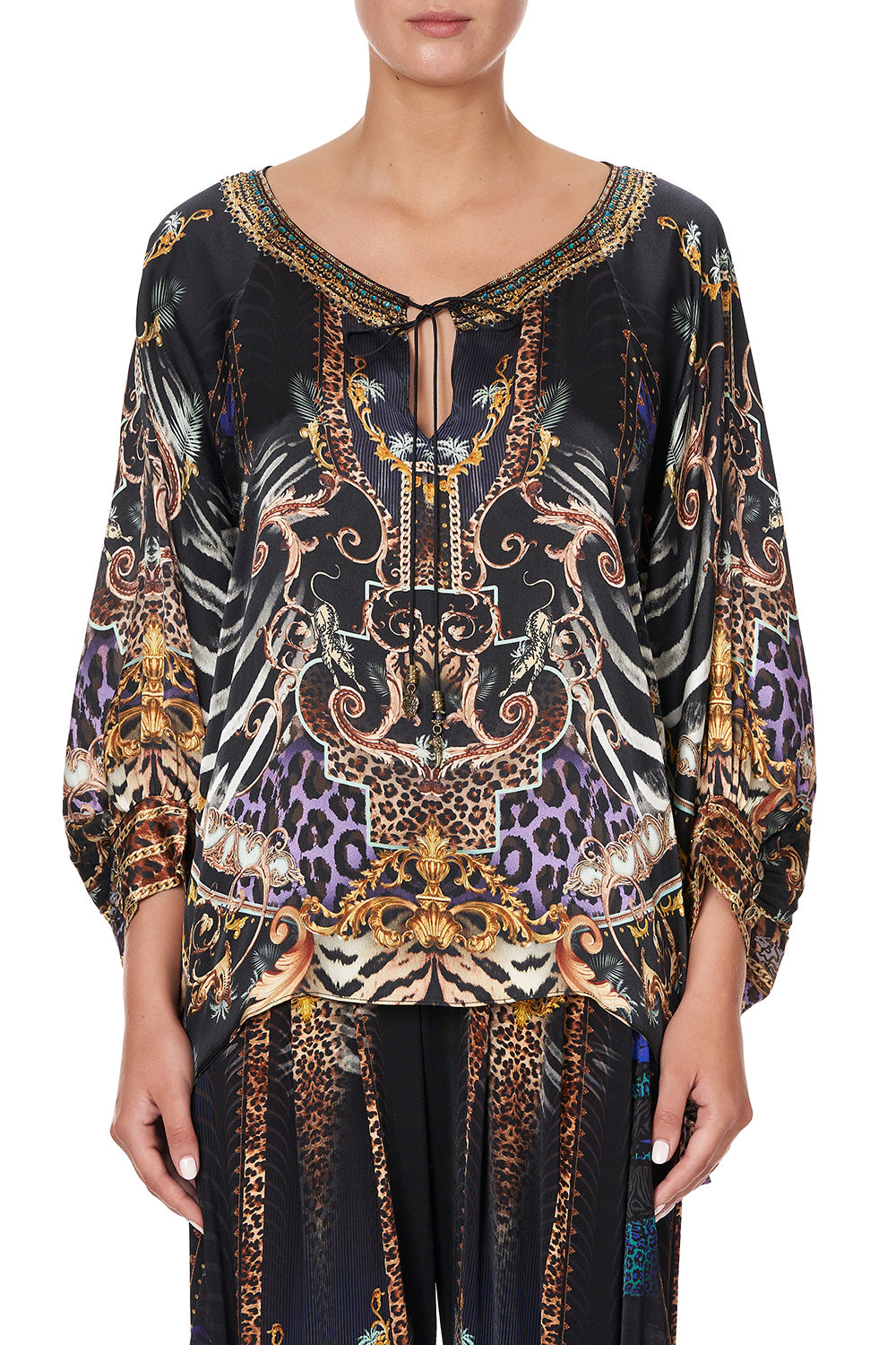 BLACK RAGLAN SLEEVE BLOUSE WITH CUFF SHES GOT GRACE