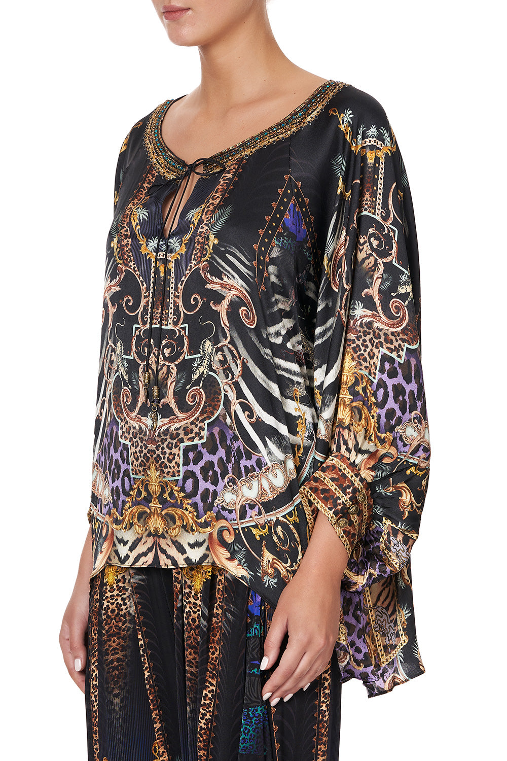 BLACK RAGLAN SLEEVE BLOUSE WITH CUFF SHES GOT GRACE