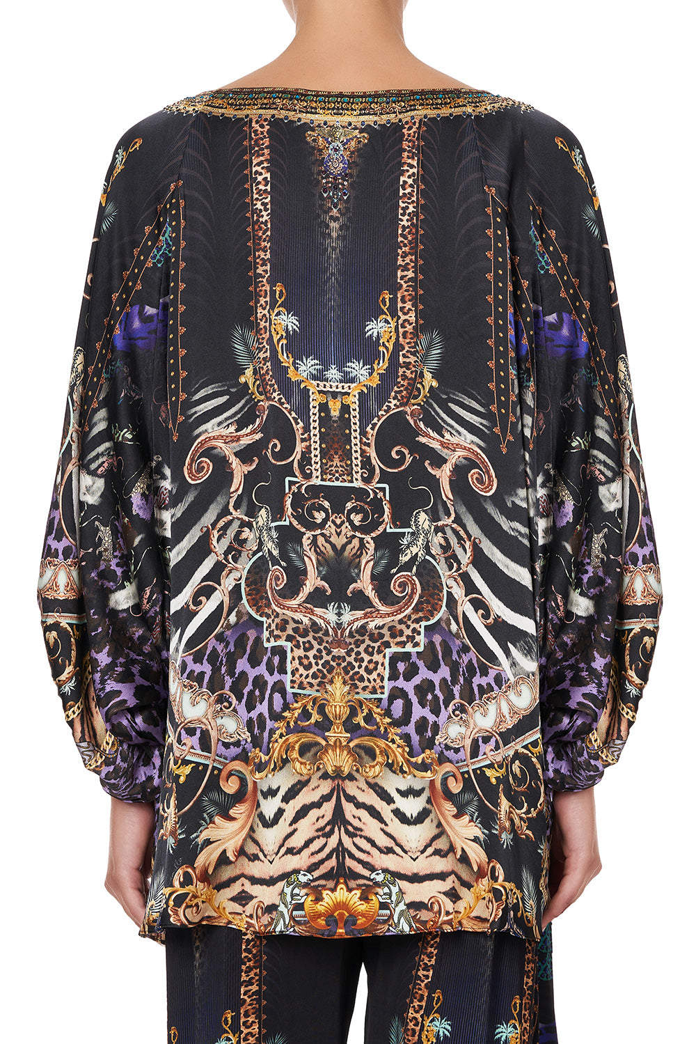 BLACK RAGLAN SLEEVE BLOUSE WITH CUFF SHES GOT GRACE