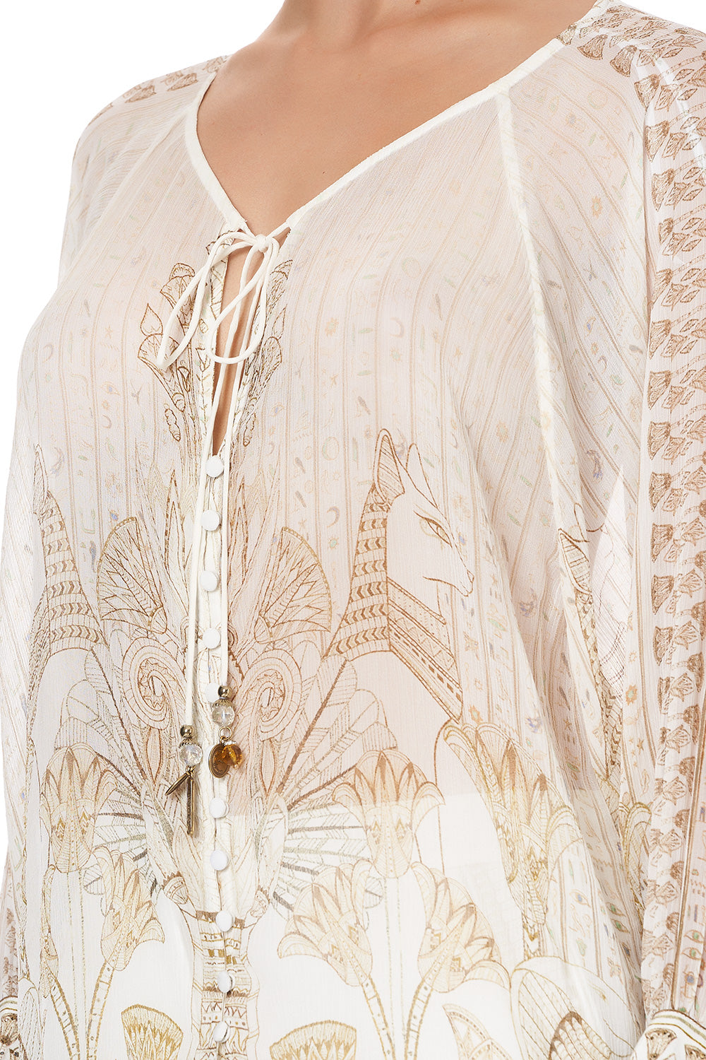 RAGLAN SLEEVE BUTTON UP TOP THE QUEENS CHAMBER