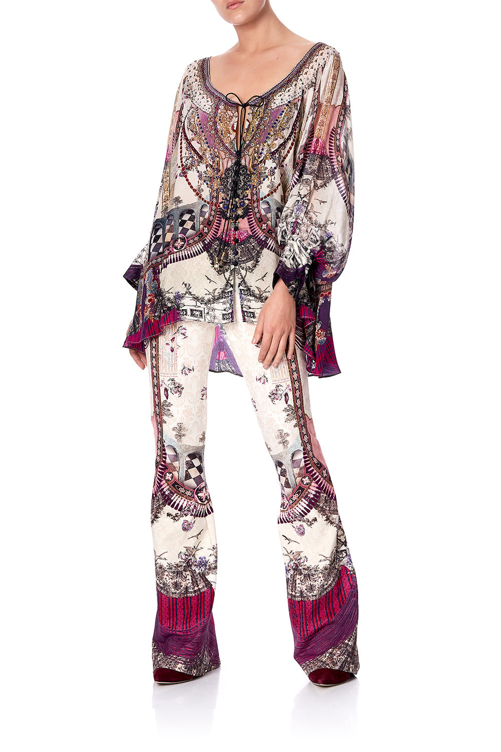 HIGH WAISTED FLARED TROUSER VIOLET CITY